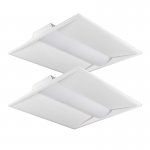 2x2 Recessed LED Steel Troffer Light - 40W - 5300 Lumen - Dimmable - 2 Pack - 4000K - Natural White