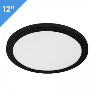 12” LED Downlight w/ Black Trim - 24W Flush Mount Ceiling Light - 1,920 Lumens - 125 Watt Equivalent - 4000K/3000K - Dimmable