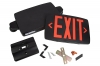 Black LED Exit Sign/Emergency Light Combo w/ Battery Backup - Single or Double Face - Adjustable Light Heads