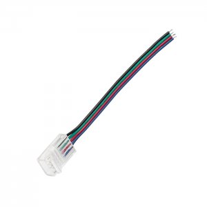 4" Solderless Clamp-On Pigtail Adaptor - 10mm RGB LED Strip Lights