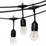 33' Outdoor Patio String Lights with 15 LED Filament Bulbs - Suspended Sockets - 2200K/2700K