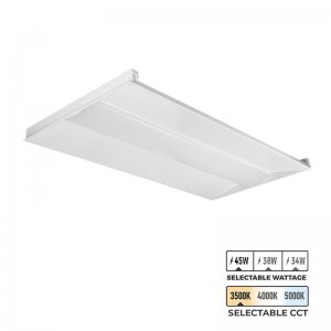 2x4 Recessed LED Troffer Light - Selectable Wattage and CCT - Up To 5,715 Lumens - 34W / 38W / 45W - 3500K / 4000K / 5000K