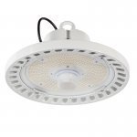 100W White UFO LED High Bay Light - Programmable Motion Sensor - 15500 Lumens - 320W MH Equivalent - 5000K