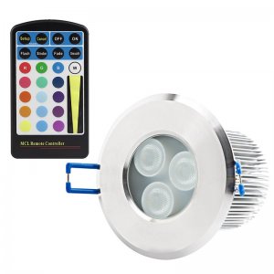 RGB LED Downlight - Waterproof Recessed LED Light w/ Remote - 8 Watt - RGB