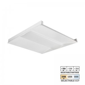 2x2 Recessed LED Troffer Light - Selectable Wattage and CCT - Up To 4,445 Lumens - 25W / 30W / 35W - 3500K / 4000K / 5000K